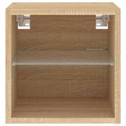 Berkfield Home TV Wall Cabinet with LED Lights Sonoma Oak 30x28.5x30 cm in Light Tan - thumbnail 8