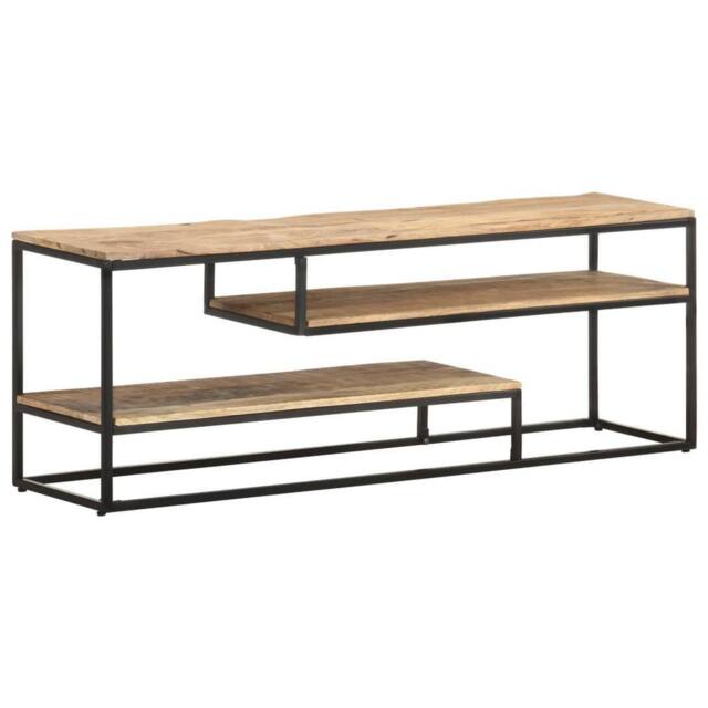 Berkfield Home TV Cabinet 130x30x45 cm Rough Mango Wood in Brown - Size: 130 x 30 x 45 cm - image 1