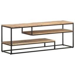 Berkfield Home TV Cabinet 130x30x45 cm Rough Mango Wood in Brown - Size: 130 x 30 x 45 cm - thumbnail 1