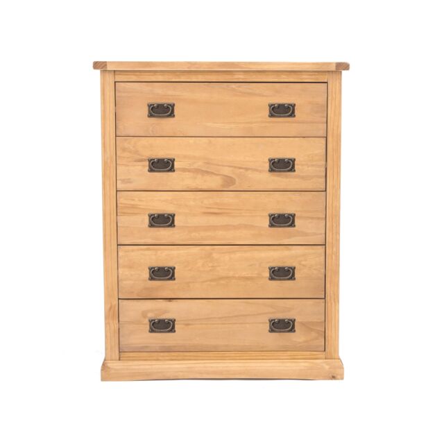 Cabinet Bits Lucca 5 Drawer Chest of Drawers Bras Drop Handle in Light Brown - image 1