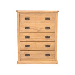 Cabinet Bits Lucca 5 Drawer Chest of Drawers Bras Drop Handle in Light Brown - thumbnail 1