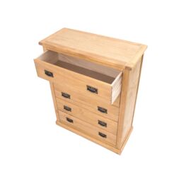 Cabinet Bits Lucca 5 Drawer Chest of Drawers Bras Drop Handle in Light Brown - thumbnail 5