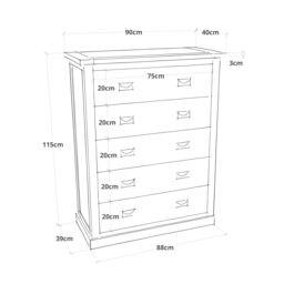 Cabinet Bits Lucca 5 Drawer Chest of Drawers Bras Drop Handle in Light Brown - thumbnail 6
