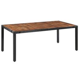 Berkfield Home Beautiful 9 Piece Outdoor Dining Set Poly Rattan & Acacia Wood Black - thumbnail 3
