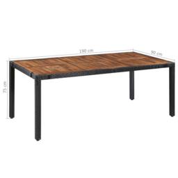 Berkfield Home Beautiful 9 Piece Outdoor Dining Set Poly Rattan & Acacia Wood Black - thumbnail 6