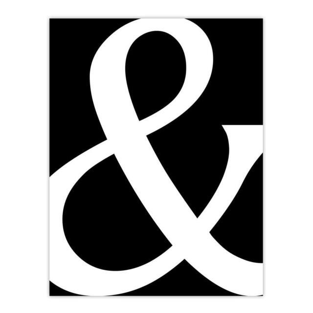 "Artery8 And Ampersand Symbol Black White Minimal Design Wall Art Print - Size: W12"" x H16""" - image 1