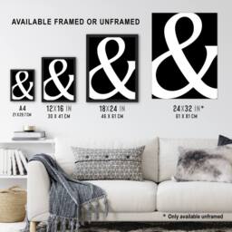 "Artery8 And Ampersand Symbol Black White Minimal Design Wall Art Print - Size: W12"" x H16""" - thumbnail 3