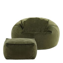 icon Kingston Classic Velvet Bean Bag Chair & Pouffe Pink Bean Bag Chair in Olive - thumbnail 3