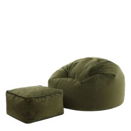 icon Kingston Classic Velvet Bean Bag Chair & Pouffe Pink Bean Bag Chair in Olive - thumbnail 4