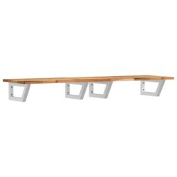 Berkfield Home Basin Shelf Wall Mounted Steel & Solid Wood Acacia in Brown - thumbnail 2