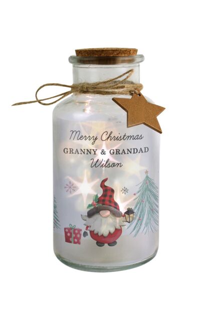 Personalised Memento Company Personalised Gonk Christmas Scene Glass Jar in Clear - image 1