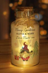 Personalised Memento Company Personalised Gonk Christmas Scene Glass Jar in Clear - thumbnail 4