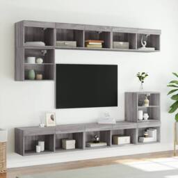 Berkfield Home TV Cabinet with LED Lights Grey Sonoma 80x30x30 cm - Size: 80 x 30 x 30 cm - thumbnail 4