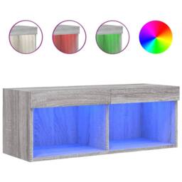 Berkfield Home TV Cabinet with LED Lights Grey Sonoma 80x30x30 cm - Size: 80 x 30 x 30 cm - thumbnail 3