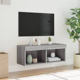 Berkfield Home TV Cabinet with LED Lights Grey Sonoma 80x30x30 cm - Size: 80 x 30 x 30 cm - thumbnail 5