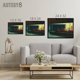 "Artery8 Edward Hopper Nighthawks Framed Canvas Wall Art Print - Size: W18"" x H24""" - thumbnail 4