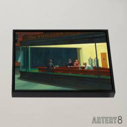 "Artery8 Edward Hopper Nighthawks Framed Canvas Wall Art Print - Size: W18"" x H24""" - thumbnail 2