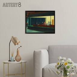 "Artery8 Edward Hopper Nighthawks Framed Canvas Wall Art Print - Size: W18"" x H24""" - thumbnail 3