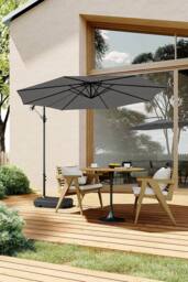 Living and Home 3M Cantilever Outdoor Parasol with Fillable Base for Sunshade & Rain in Grey - thumbnail 3