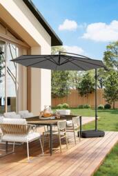 Living and Home 3M Cantilever Outdoor Parasol with Fillable Base for Sunshade & Rain in Grey - thumbnail 2