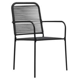 Berkfield Home 5 Piece Garden Dining Set Cotton Rope & Steel Black - thumbnail 5