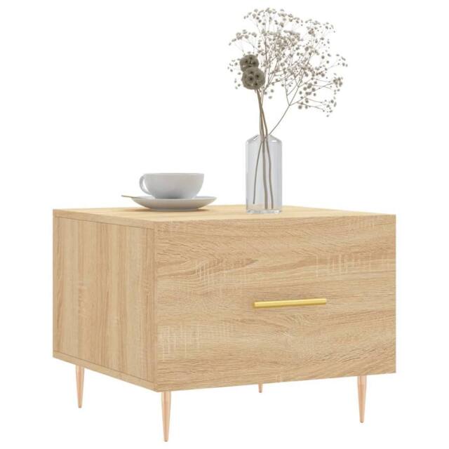 Berkfield Home Decorative Coffee Table Sonoma Oak 50x50x40 cm Engineered Wood in Light Tan - Size: 50 x 50 x 40 cm - image 1