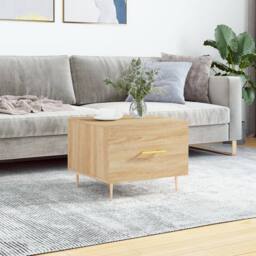 Berkfield Home Decorative Coffee Table Sonoma Oak 50x50x40 cm Engineered Wood in Light Tan - Size: 50 x 50 x 40 cm - thumbnail 2