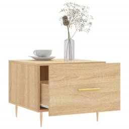 Berkfield Home Decorative Coffee Table Sonoma Oak 50x50x40 cm Engineered Wood in Light Tan - Size: 50 x 50 x 40 cm - thumbnail 4