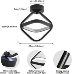 Goeco Modern LED Ceiling Light, 22W, Black, for Living Room, Bedroom, 6500 K in Black - thumbnail 3