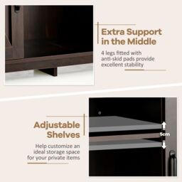 Costway Buffet Storage Cabinet Farmhouse Sideboard w/9-Bottle Wine Rack-Brown in Brown - thumbnail 6