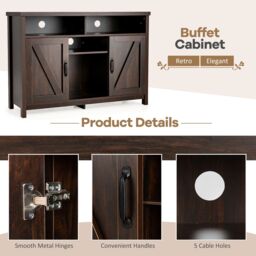 Costway Buffet Storage Cabinet Farmhouse Sideboard w/9-Bottle Wine Rack-Brown in Brown - thumbnail 3