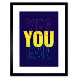 "Artery8 Wall Art Print Positivity Yes You Can Typography Framed in Black - Size: W7"" x H9""" - thumbnail 1