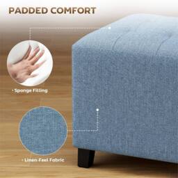 EONLION Dark Blue Square Footstool with Side Pocket - Size: 100 cm - thumbnail 4