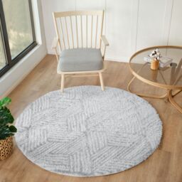 Livabliss Cloudy Shag-Geometric Grey Beige Soft Plush Pile Living Bedroom Rug - Size: 160 cm diameter - thumbnail 1
