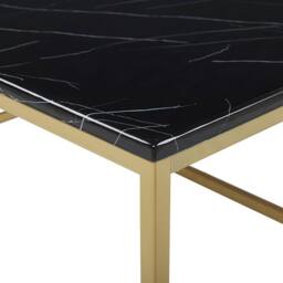 Wyld and Coco Industrial Glam Coffee Table Black Marble Effect Top Gold Legs - thumbnail 5