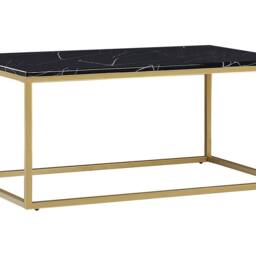 Wyld and Coco Industrial Glam Coffee Table Black Marble Effect Top Gold Legs - thumbnail 2