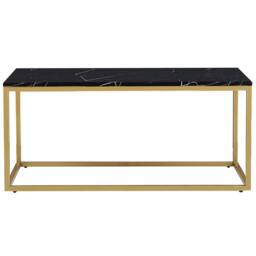 Wyld and Coco Industrial Glam Coffee Table Black Marble Effect Top Gold Legs - thumbnail 3