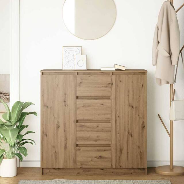 Berkfield Home Sideboard with Drawers Artisan Oak 100.5x35x98.5 cm Engineered Wood in Brown - image 1