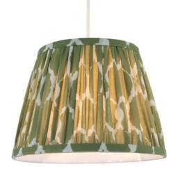 Happy Homewares Modern Olive Green Pleated Cotton Fabric Lamp Shade with Wavy Design - Size: 10 inches - thumbnail 2