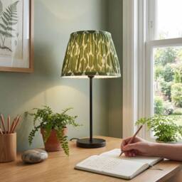 Happy Homewares Modern Olive Green Pleated Cotton Fabric Lamp Shade with Wavy Design - Size: 10 inches - thumbnail 6