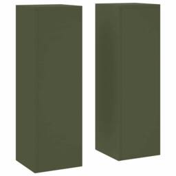 Berkfield Home Outdoor Plant Stands Pillar 2 pcs Olive Green 24x24x75 cm Steel - Size: 24 x 24 x 75 cm - thumbnail 3