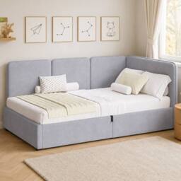 Matteo Grey Velvet Ottoman Single Daybed with Storage - 90 x 190 cm - thumbnail 5