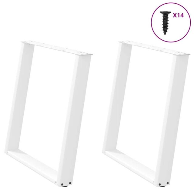 Berkfield Home vidXL Dining Table Legs U-Shaped 2 pcs White 70x(72-73) cm Steel - image 1