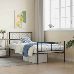 Berkfield Home Metal Bed Frame with Headboard & Footboard Black 100x200 cm - thumbnail 2