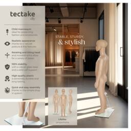 tectake Child Adjustable Mannequin In Full Body Life Size With Realistic Propo in Beige - thumbnail 2