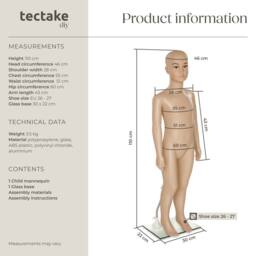tectake Child Adjustable Mannequin In Full Body Life Size With Realistic Propo in Beige - thumbnail 6