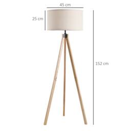 Wyld Haus Tare Beige Fabric Shade Tripod Floor Lamp Natural Wood 152cm - thumbnail 4