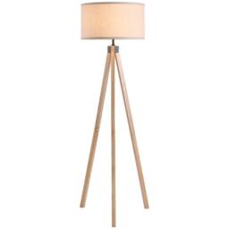 Wyld Haus Tare Beige Fabric Shade Tripod Floor Lamp Natural Wood 152cm - thumbnail 2