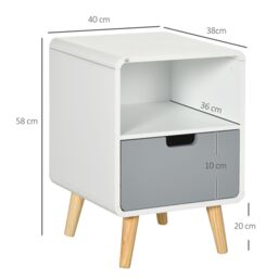 HOMCOM Nordic Style Bedside Table Set of 2 End Table Nightstand Lamp Desk in Grey - thumbnail 3
