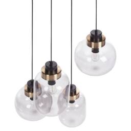 Wyld and Coco Four-Light Pendant - Grey Glass Shades Black Iron Frame - thumbnail 5